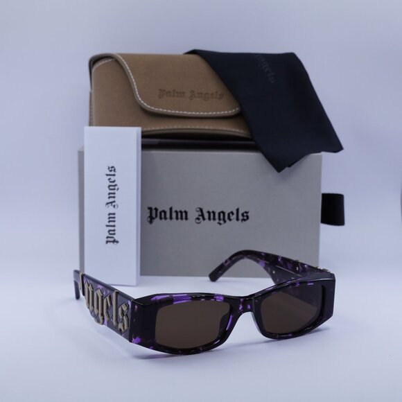 Palm Angels PERI007 ANGEL 3464 Rectangle Sunglasses - Havana Purple/Brown - Picture 1 of 11